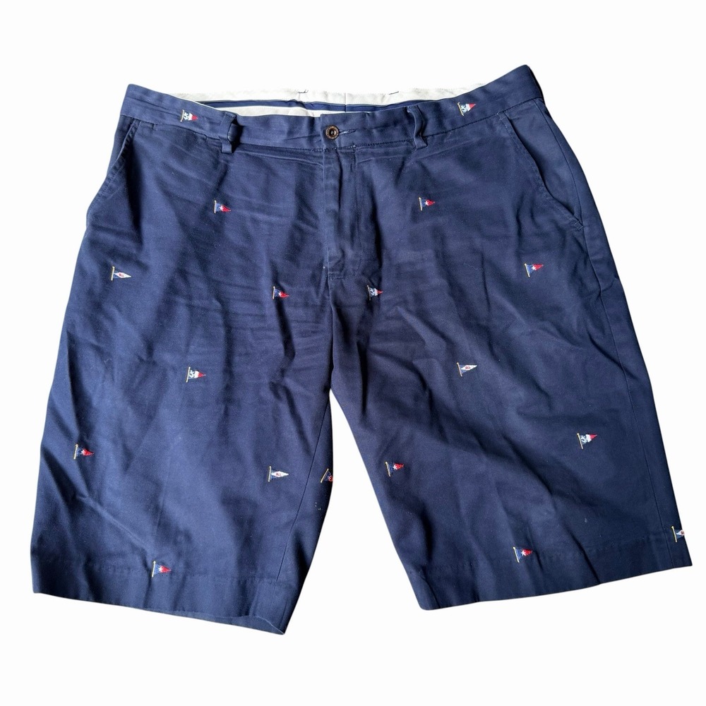 Vtg Polo Ralph Lauren Shorts Mens 38 Blue Chino Nautical Pennant Flag Preppy
